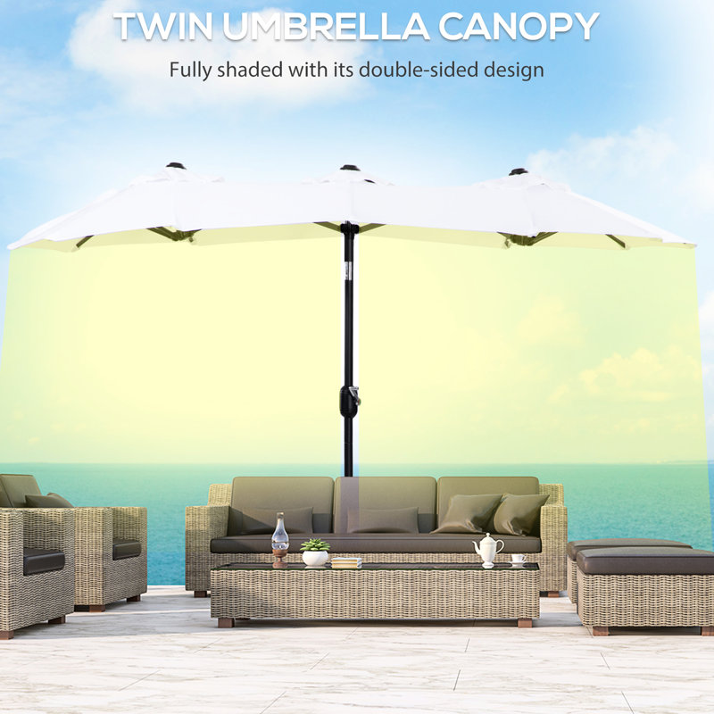 double patio umbrella tilt AreShark 1111FT Double-Top Cantilever Umbrella, Square Offset with 360 Degree Rotation, Heavy Duty Patio Umbrella for Garden Deck Pool, 5 Angles, Lake Blue (Base Not Include) suitable for multiple outdoor scenarios Garvee Heavy Duty 10x10ft Square