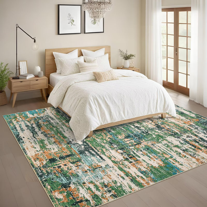 Washable Large Abstract Area Rug for Living Room Soft Indoor Carpet, Rectangle 9' x 12'
