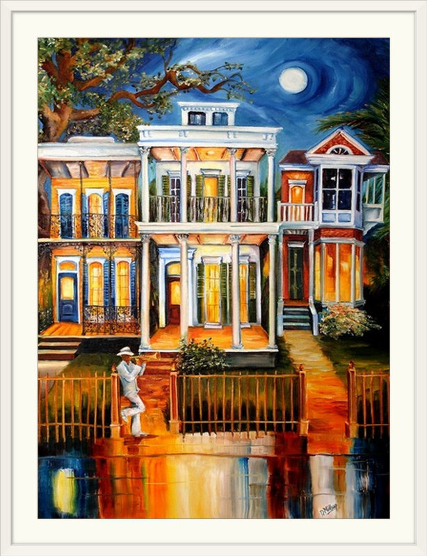 «Uptown New Orleans» par Aniella, reproduction d'art, Cadre blanc, H 38 po x l 30 po x P 1 po