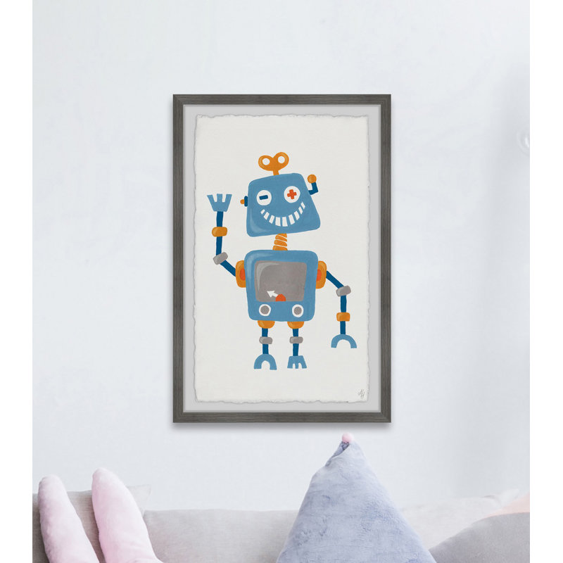 Impression sur papier encadrée Rayland «Happy Robot», H 24 po x l 16 po x P 1,5 po