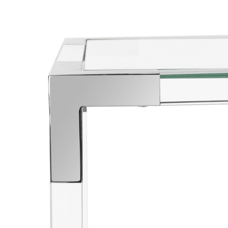 47'' W Glass Console Table, Silver