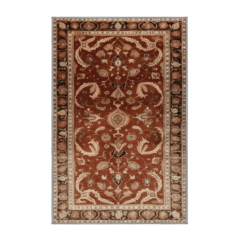 Machine Washable Persian Brown Area Rug, Runner 2' x 4'