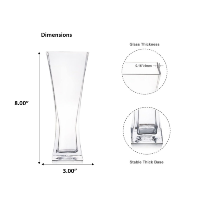 Jaiceon Glass Table Vase, 10" H x 4" W x 4" D