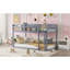 Lit superposé bas simple au-dessus de simple, lit superposé au sol avec échelle, lit superposé simple en bois massif pour enfants et adolescents, gris-893870616
