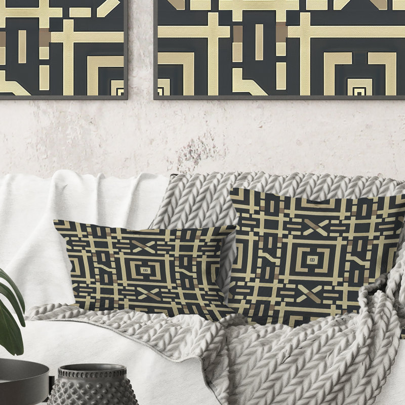Coussin Beige Modern Maze I - Modern, H 16 po x l 16 po