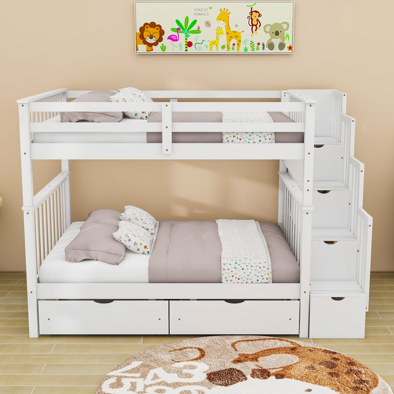 Emils Kids Full Over Full Bunk Bed with Drawers, White
