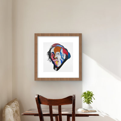 Abstract Albert Einstein - Red Pattern Framed Matted Print