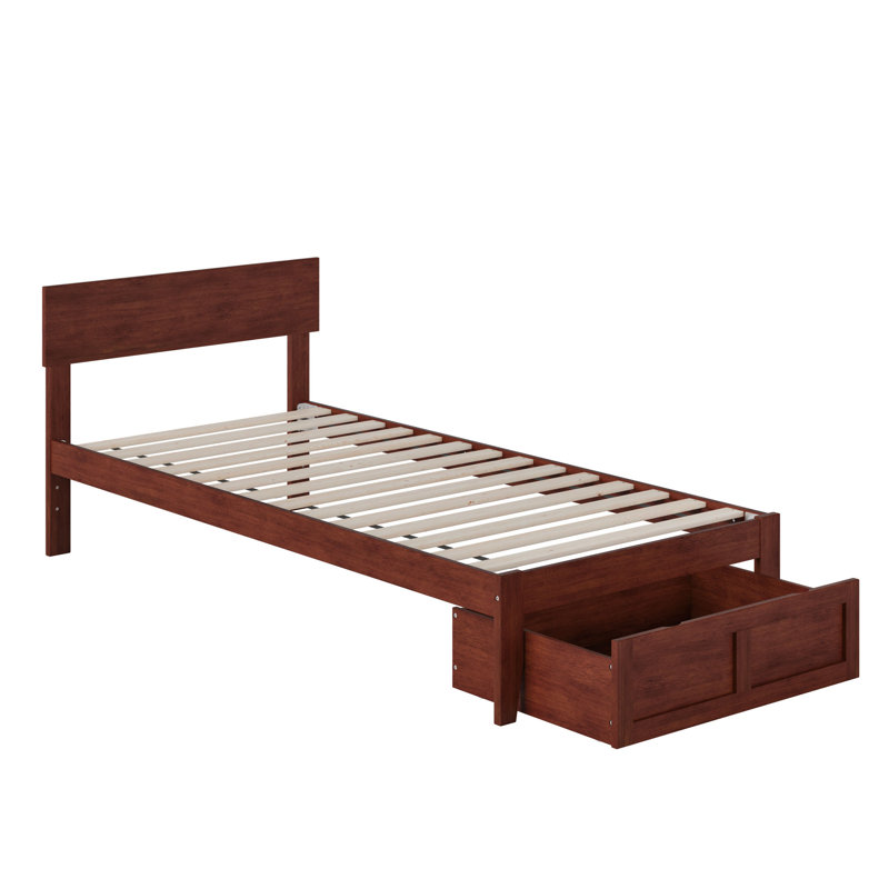 Farrah Platform Storage Bed, Walnut, Twin Extra Long