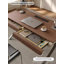 Bureau moderne en noyer avec pieds croisés en acier inoxydable-710565326-710565314