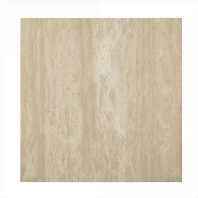 Table basse carrée beige en travertin à dessus fixe pour le salon, capacité de poids robuste de 70 lb