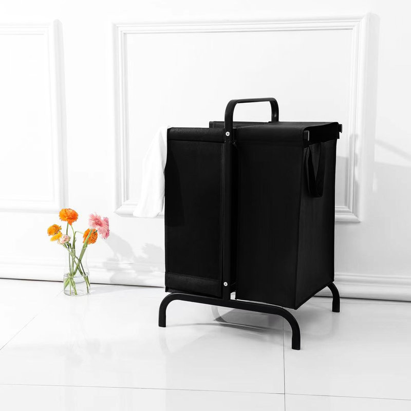 Panier à linge grande capacité 2 110l avec couvercle, chiffon noir, panier à vêtements