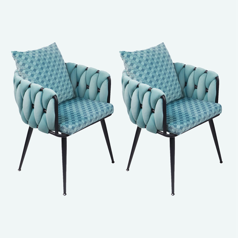 Maylyn 18'' H Tufted Velvet Armchair, Blue