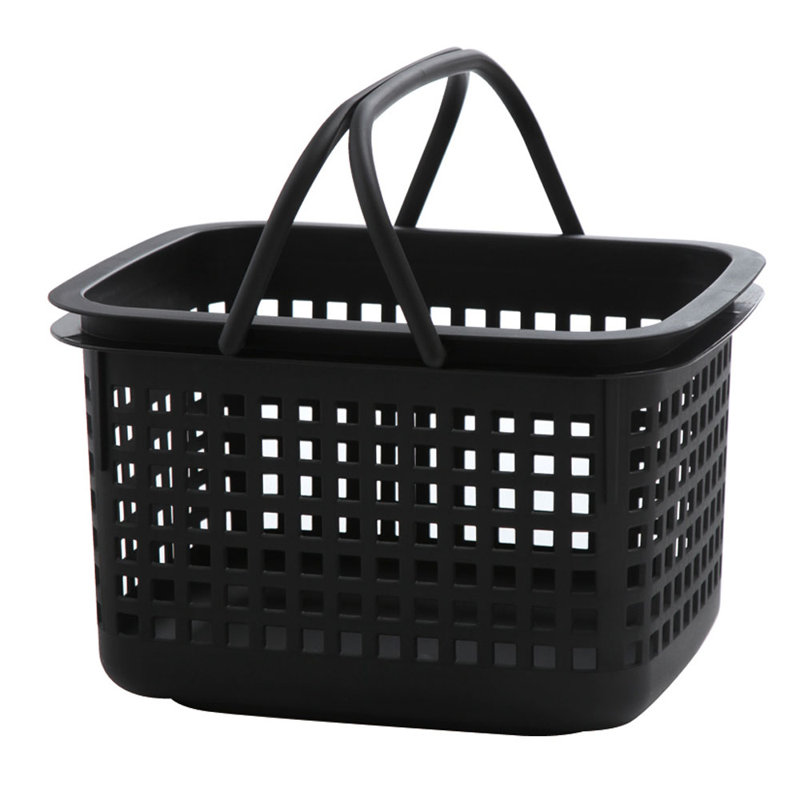 Hachiman Plastic Laundry Basket with Handles, Black, Medium (25 cm x 35 cm x 42 cm)