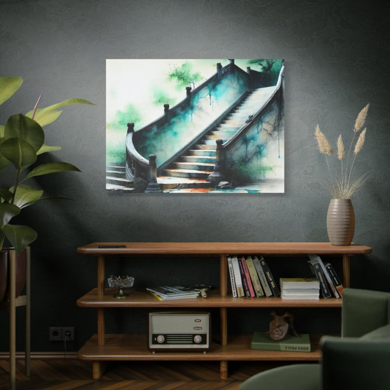 «Chinese Estate Staircase», reproduction d'art sur toile, H 36 po x l 48 po