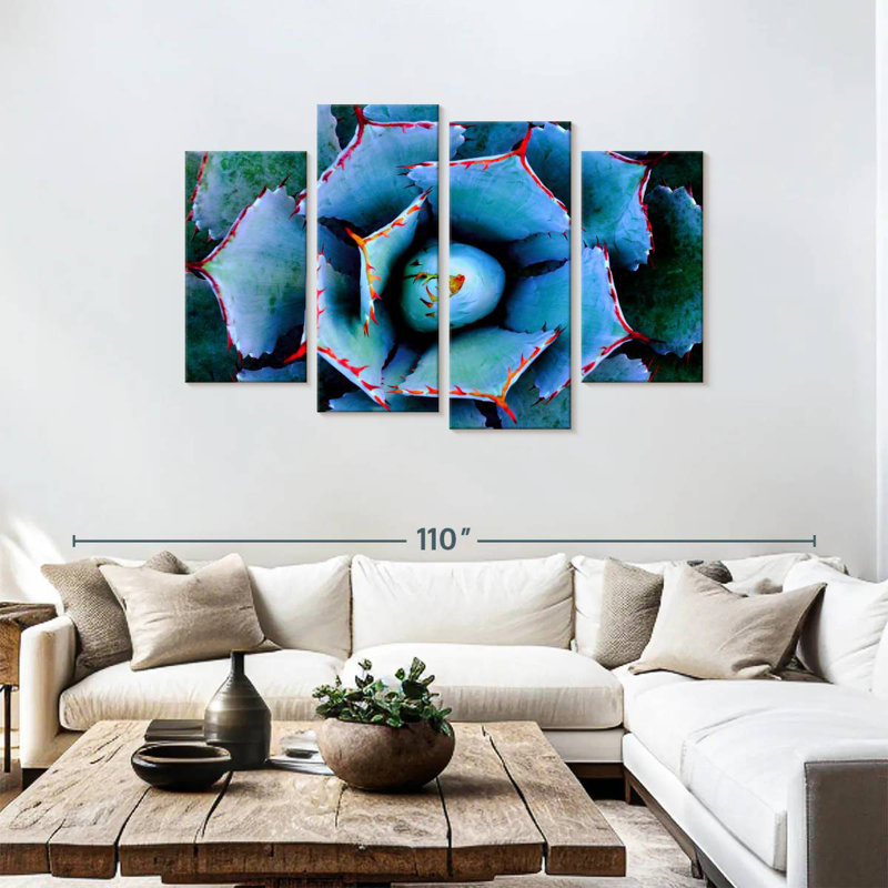 Harnek Red Lined Succulent, 48" H x 75" W