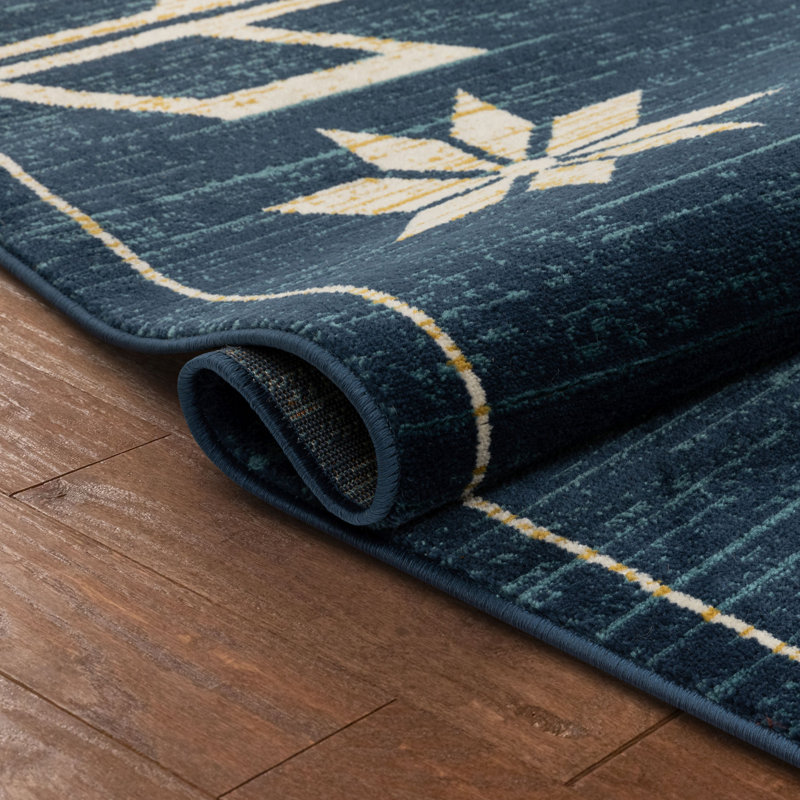 Tapis bleu / crème Marrk Southwestern, Rectangle 2 pi 3 po x 3 pi 11 po