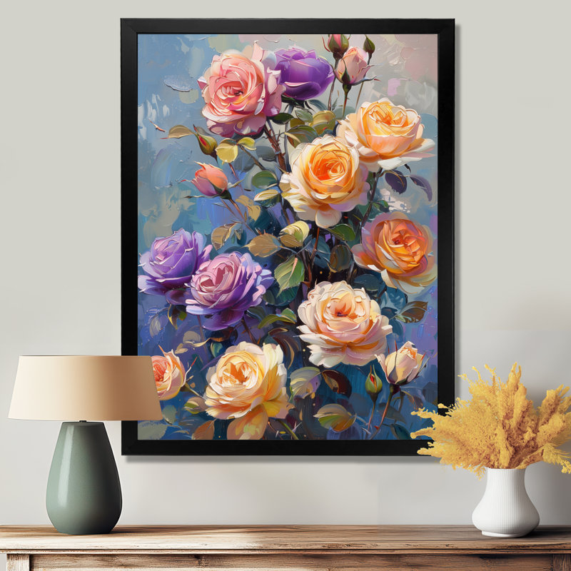 Oranges roses mauves Regal Beauty II - Roses, décoration murale, Toile tendue, H 12 po x l 20 po