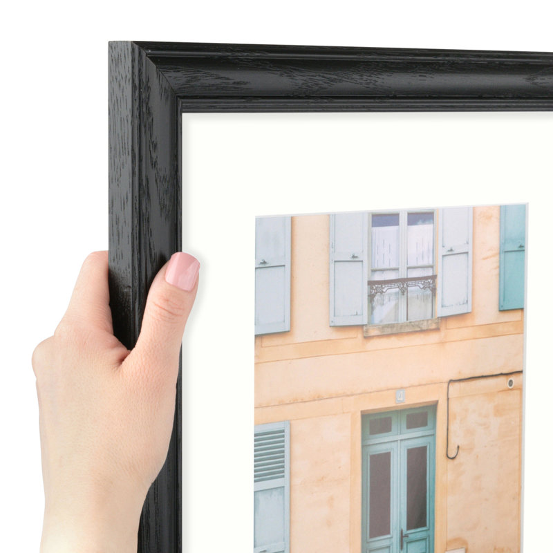 Cadre 12 po x 24 po simple noir mat, Crème clair