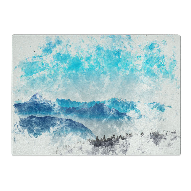 Tempered Glass Fog Between the Mountains Chopping Board, 20 cm x 28.5 cm