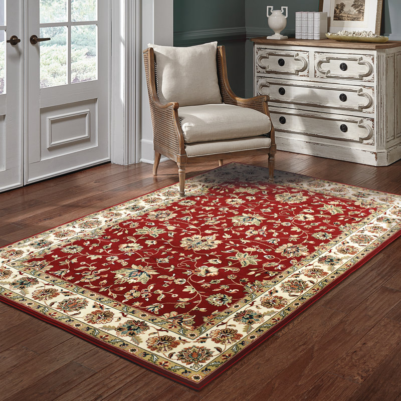 Tapis rouge / ivoire Greenwich, Rectangle 1 pi 10 po x 3 pi
