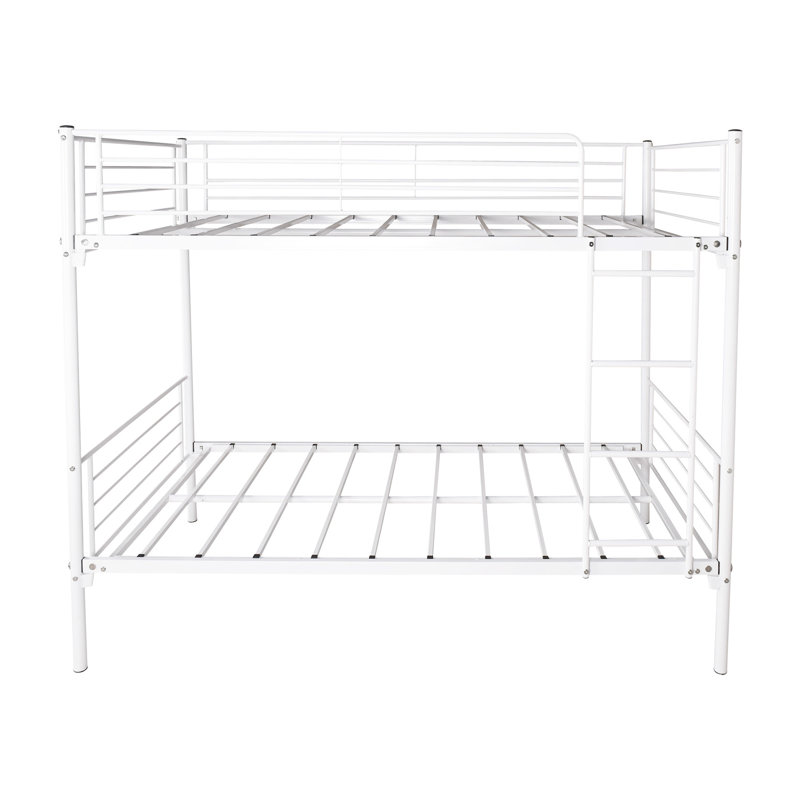 Lit superposé Twintwin à structure métallique - blanc. Gain de place et construction. Un sommeil silencieux. Pour un accès facile. Rangement supplémentaire sous blanc avec cadre. Conception. Construction, nuits calmes. À assembler.