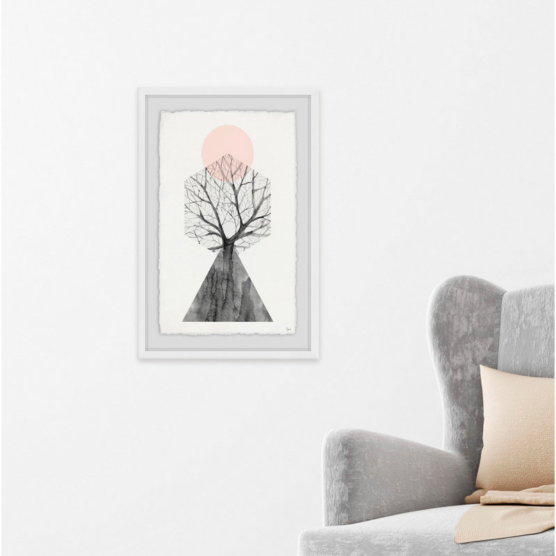 Three Worlds 1 Piece Single Picture Frame Painting, 30 cm H x 20 cm W x 4 cm D, White Framed with Deckled Edges