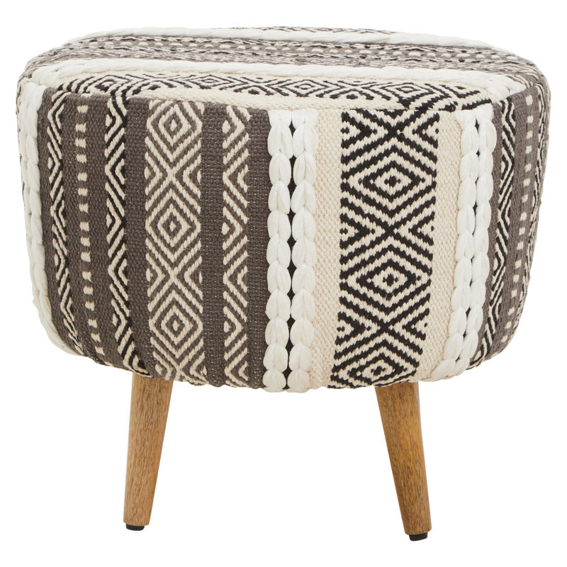 Archippos 50cm Wide Round Ikat Footstool Ottoman