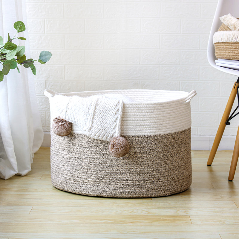 Dovecove Decorative Basket, Taupe, 13.8" H x 21.8" W x 21.8" D
