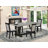 5-Piece Mid Century Table Set Contains a Cement Dining Table and 4 Shitake Linen Fabric Parson Dining Chairs with High Back - Wire Brushed Black Finish-85692386-85692387-130066747