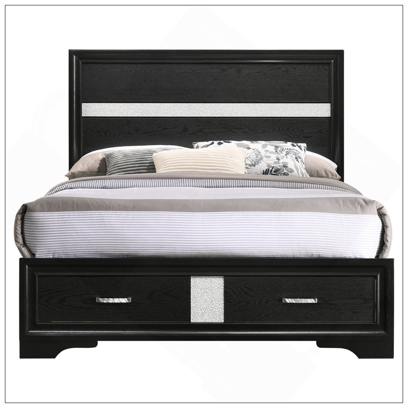 Black Full Storage Panel Bed