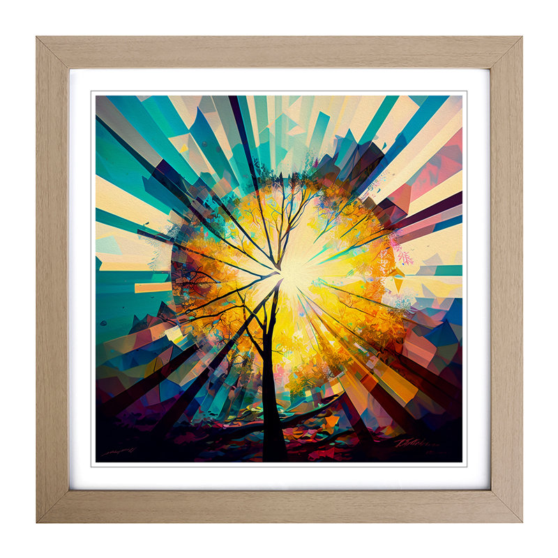 Prism Impressionism No.1 - Single Picture Frame Print on Wood, Oak