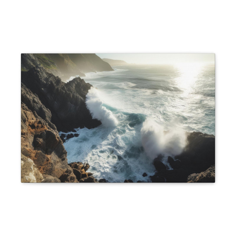 «Beautiful Grand Canyon Big Crashing Waves Ocean», art mural sur toile, H 12 po x l 18 po
