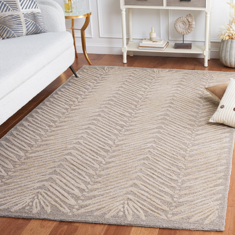 Tapis beige en laine / viscose touffeté à la main Geraro Martha Stewart, Rectangle 5 pi x 8 pi