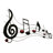26 Inch Handmade Metal Wall Mount Accent Decor with Musical Notes and Treble Clef, Black, Red