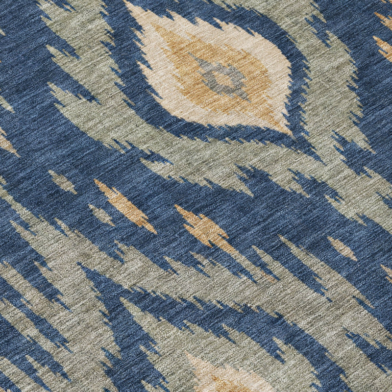 Tapis Chantille ACN3073 Ikat lavable à la machine pour intérieur/extérieur, Navy, 9' x 12'