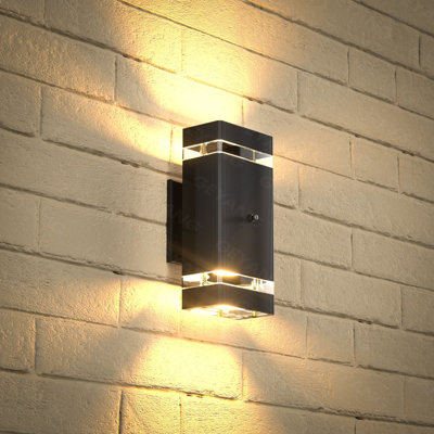  Éclairage extérieur du crépuscule à l'aube, lumières murales extérieures carrées en haut et en bas, lumières murales extérieures imperméables en aluminium Ip44, adaptées aux maisons, aux cours et aux jardins (à l'exception des ampoules)