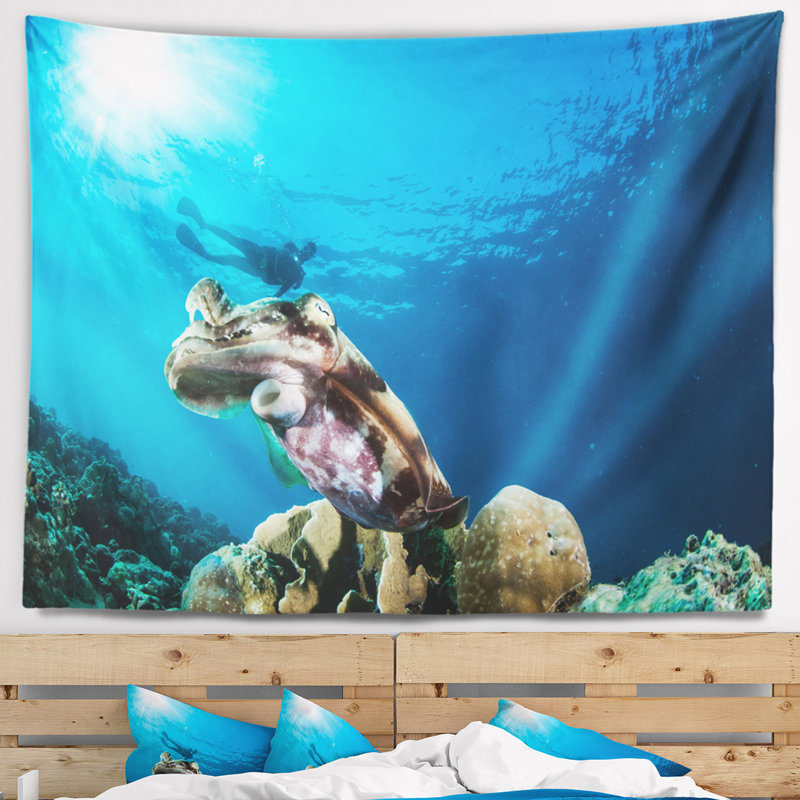 Tapisserie sous-marine seiche Broadclub Seashore, H 50 po x l 60 po