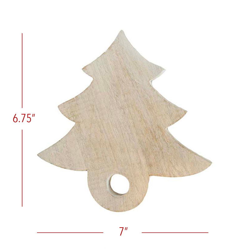 Foreside Home & Garden Set of 4 Tree Boards Whitewash Wood with Leather Tie