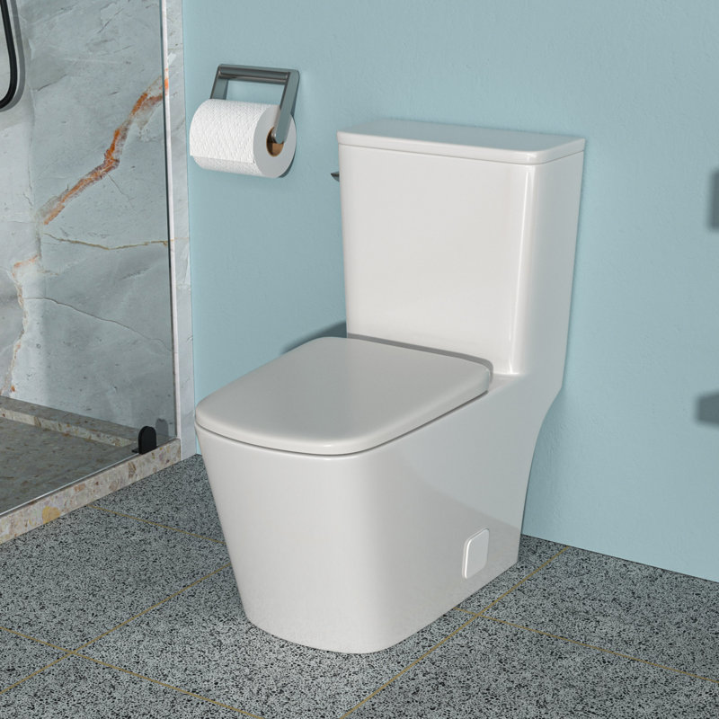 White Ceramic One-Piece Elongated High Efficiency Toilet