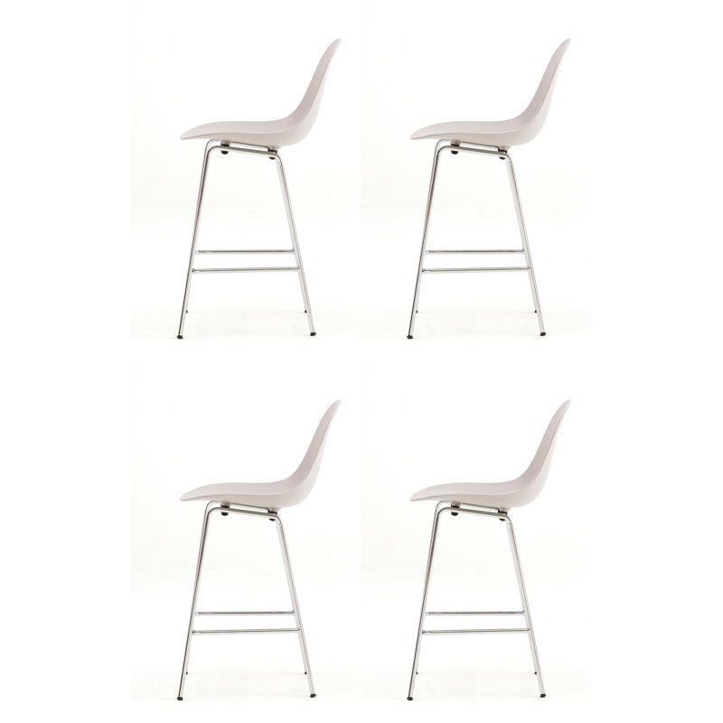 TA Bar & Counter Stool, Bar Stool (29.5" Seat Hight), Chrome, Cool Gray