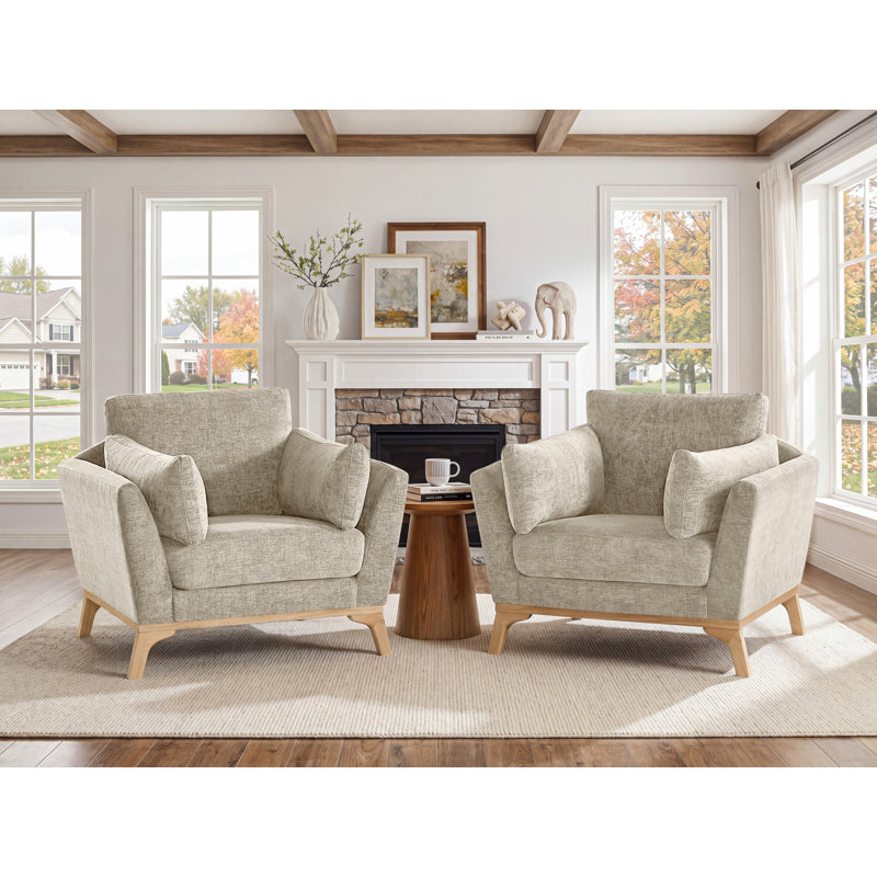 Upholstered Armchair (Set Of 2), Camel Chenille