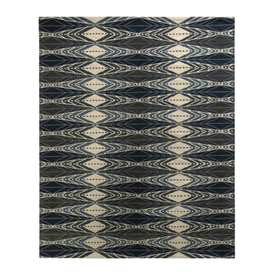 Scandinavian Hand Knotted Wool Geometric Area Rug