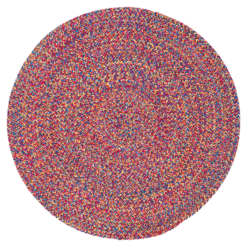 Tapis intérieur / extérieur en coton à tissage plat Aluin, Rond 4 pi