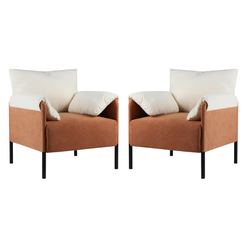 27.5'' Wide Modern Soft Chenille Fabric Upholstered Accent Chair With Padded Armrest, Orange