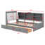Lit plateforme en bois avec tablettes et 2 tiroirs, tête de lit avec rangement-457452877