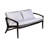 Outdoor Sofa In Dark Eucalyptus Wood And Gray Rope With White Cushions