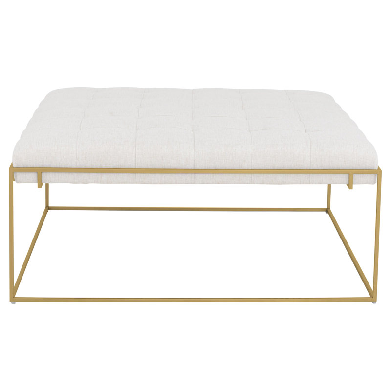 Repose-pieds carré en cuir Soren, 1149 Olive