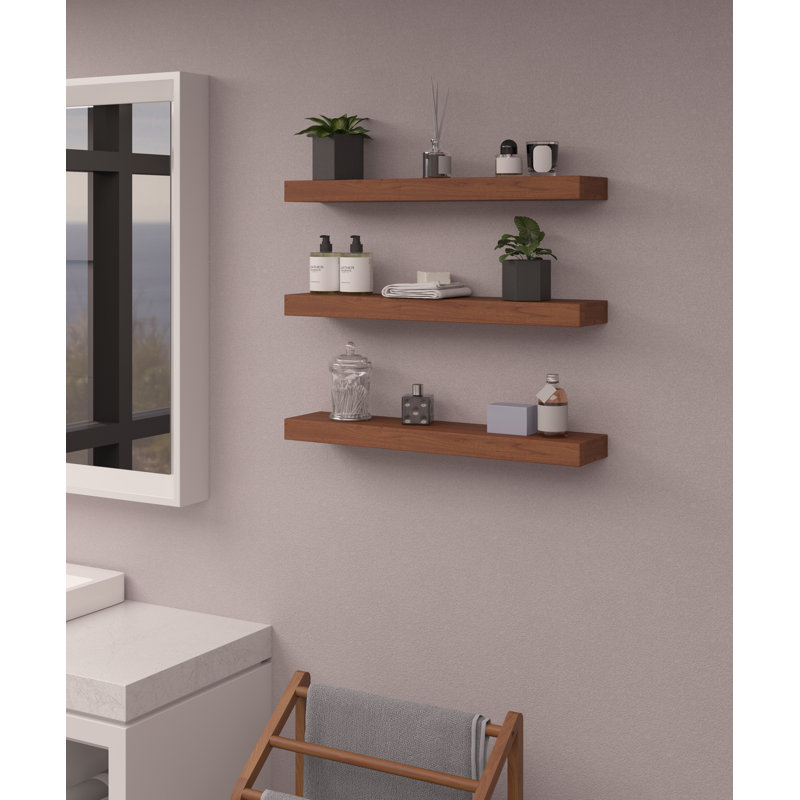 Aru Teak Floating Shelf, 2" H x 30" W x 6" D