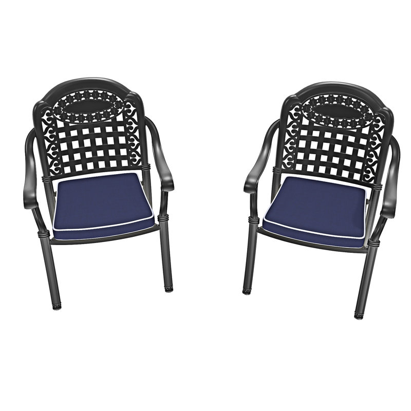 Ensemble de 2 chaises de patio en aluminium avec coussins, 2, Bleu
