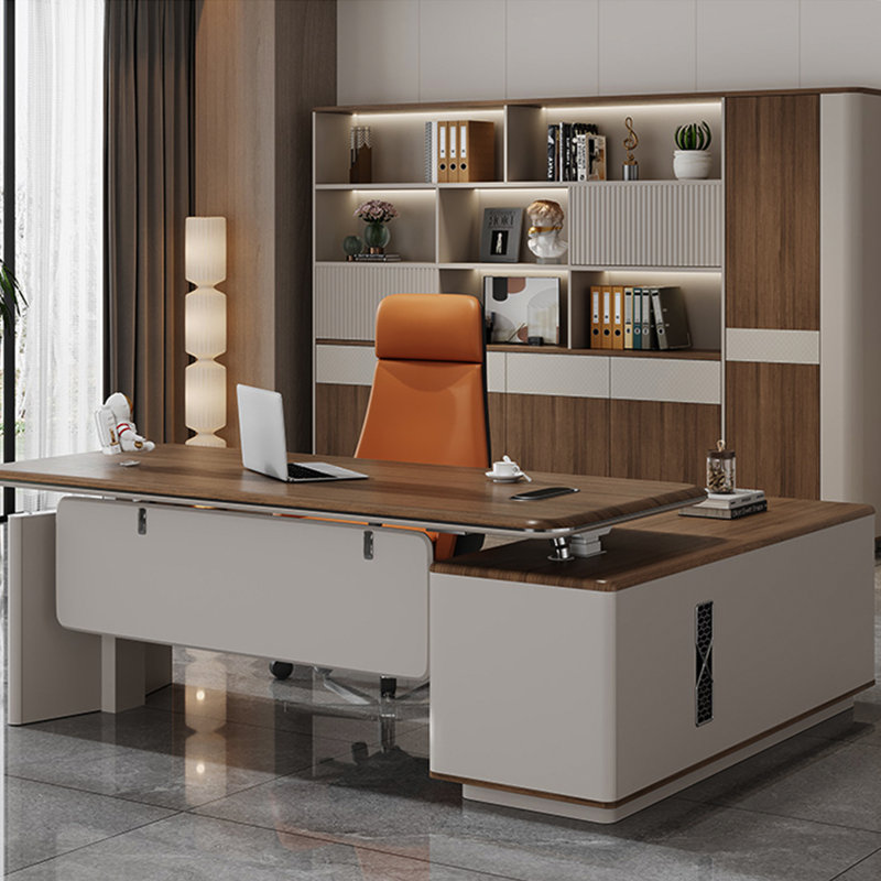 Bureau de direction électrique moderne en L à hauteur réglable de luxe Modern Light, H 29,53 po x l 70,87 po x P 35,43 po